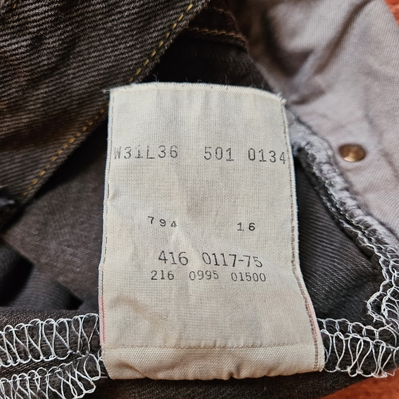 Levi's 501 Vintage 90's Brown Button Fly Denim Jeans Made In Canada W31 L36 - Picture 10 of 11